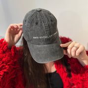 Schwarze Denim Cap - Anti-Social Cat Owner