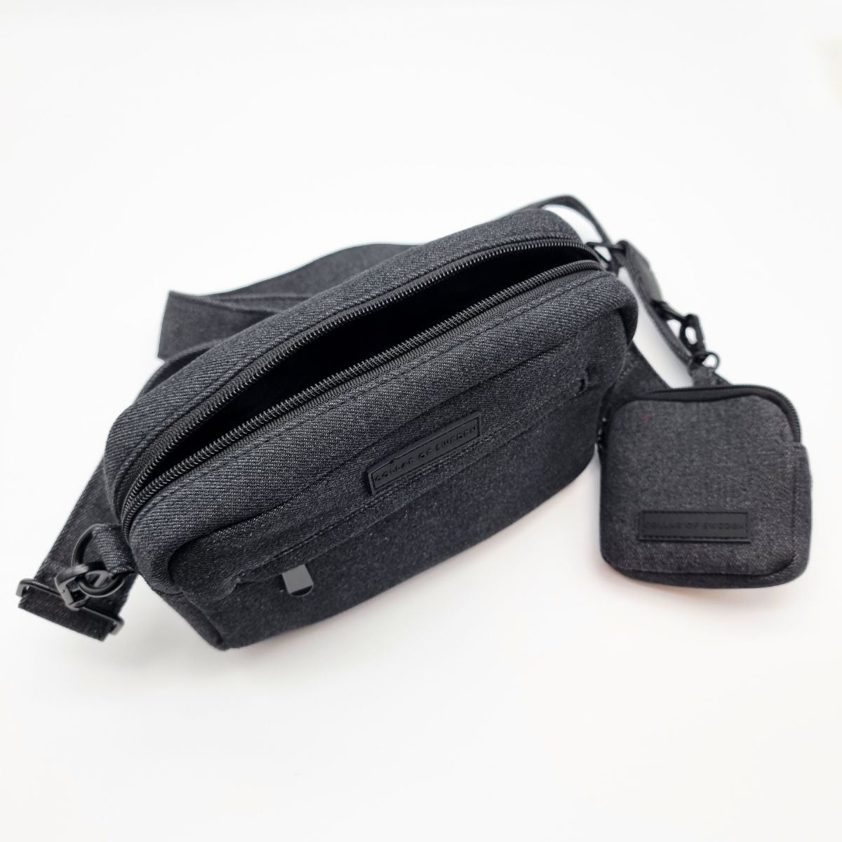 Schwarze Denim Hundespaziergangstasche - Crossbody