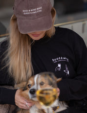 Braune Denim Cap - Dogs & Wine Make Everything Fine