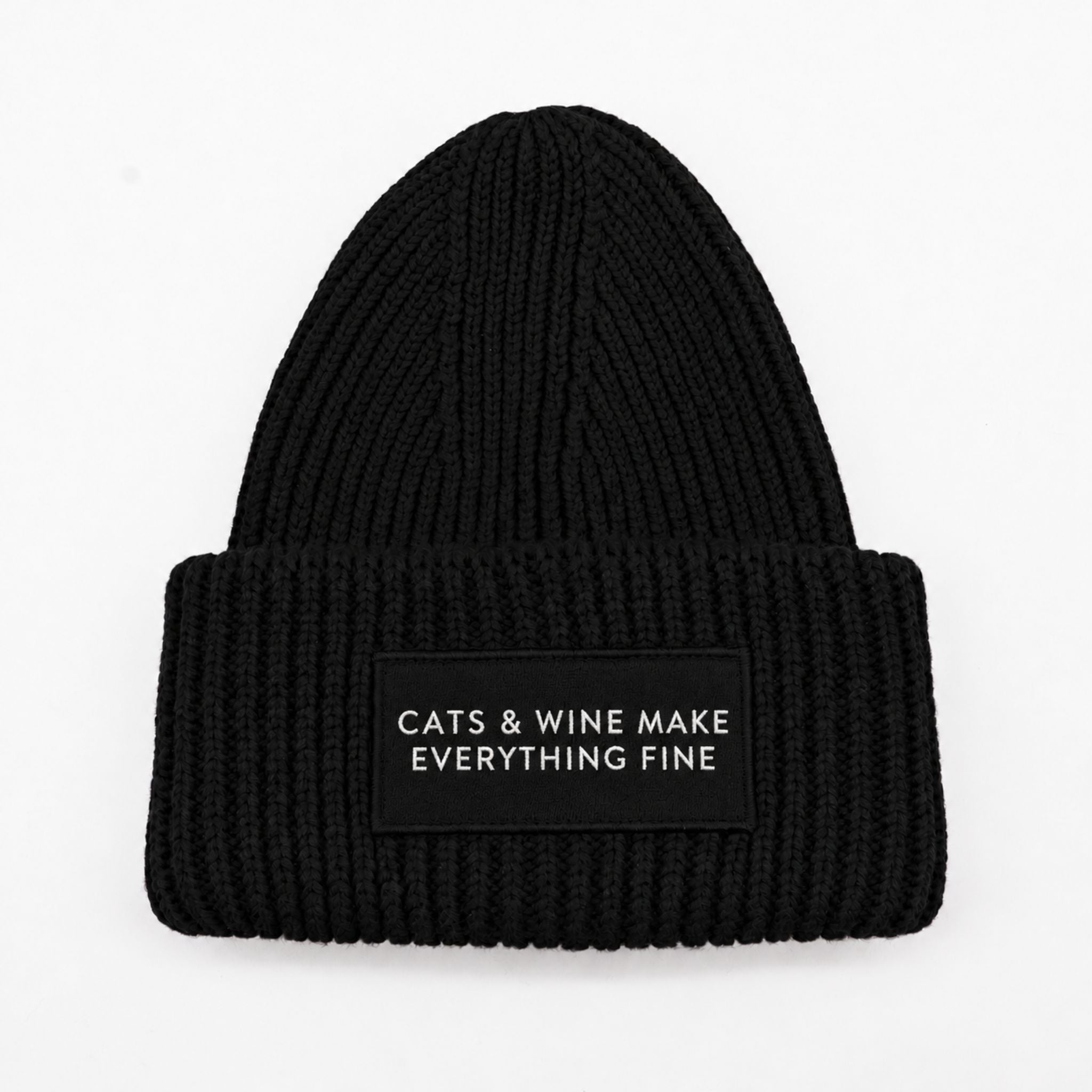 black-wool-beanie-cats-and-wine-make-everything-fine-front-text.jpg