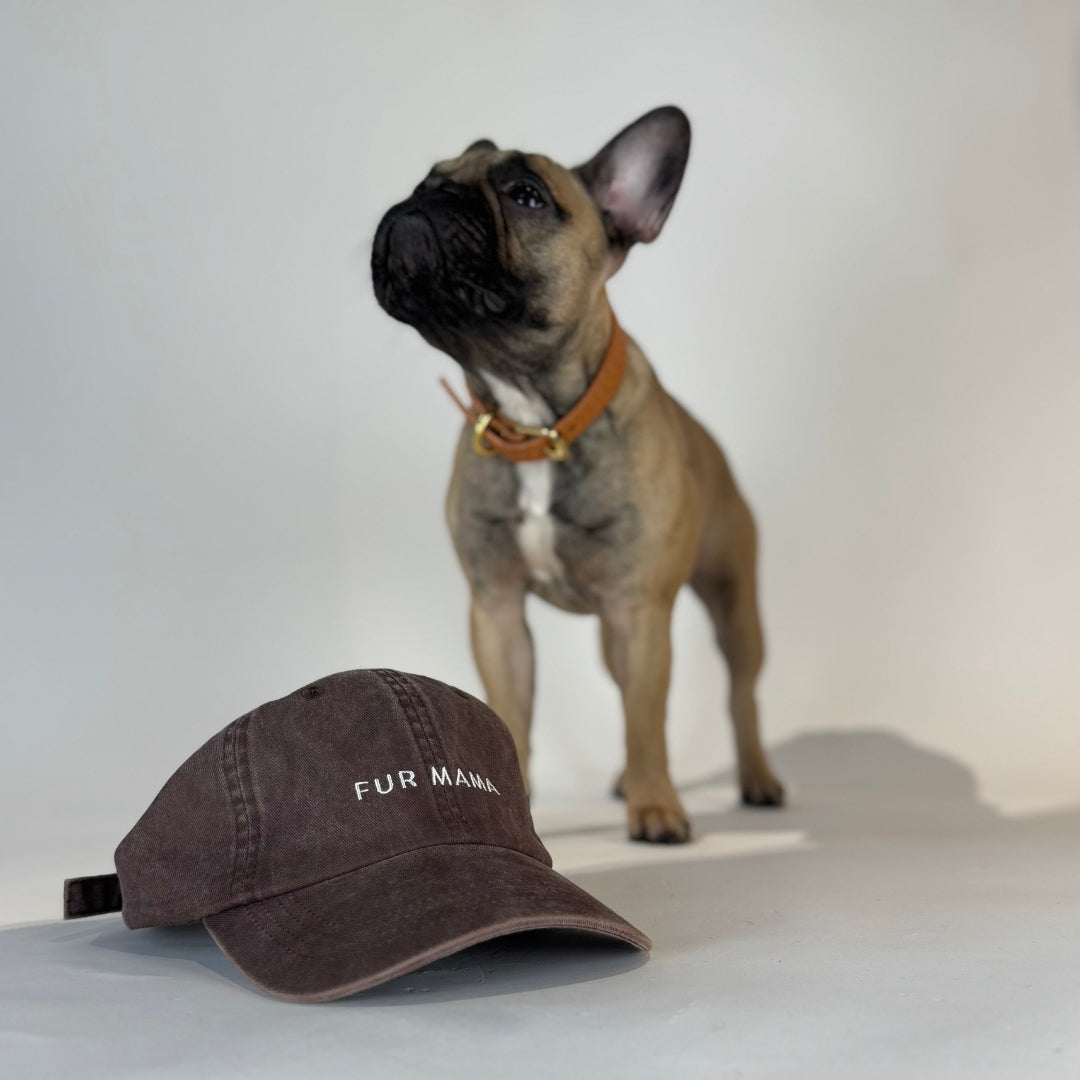 Braune Denim Cap - Fur Mama