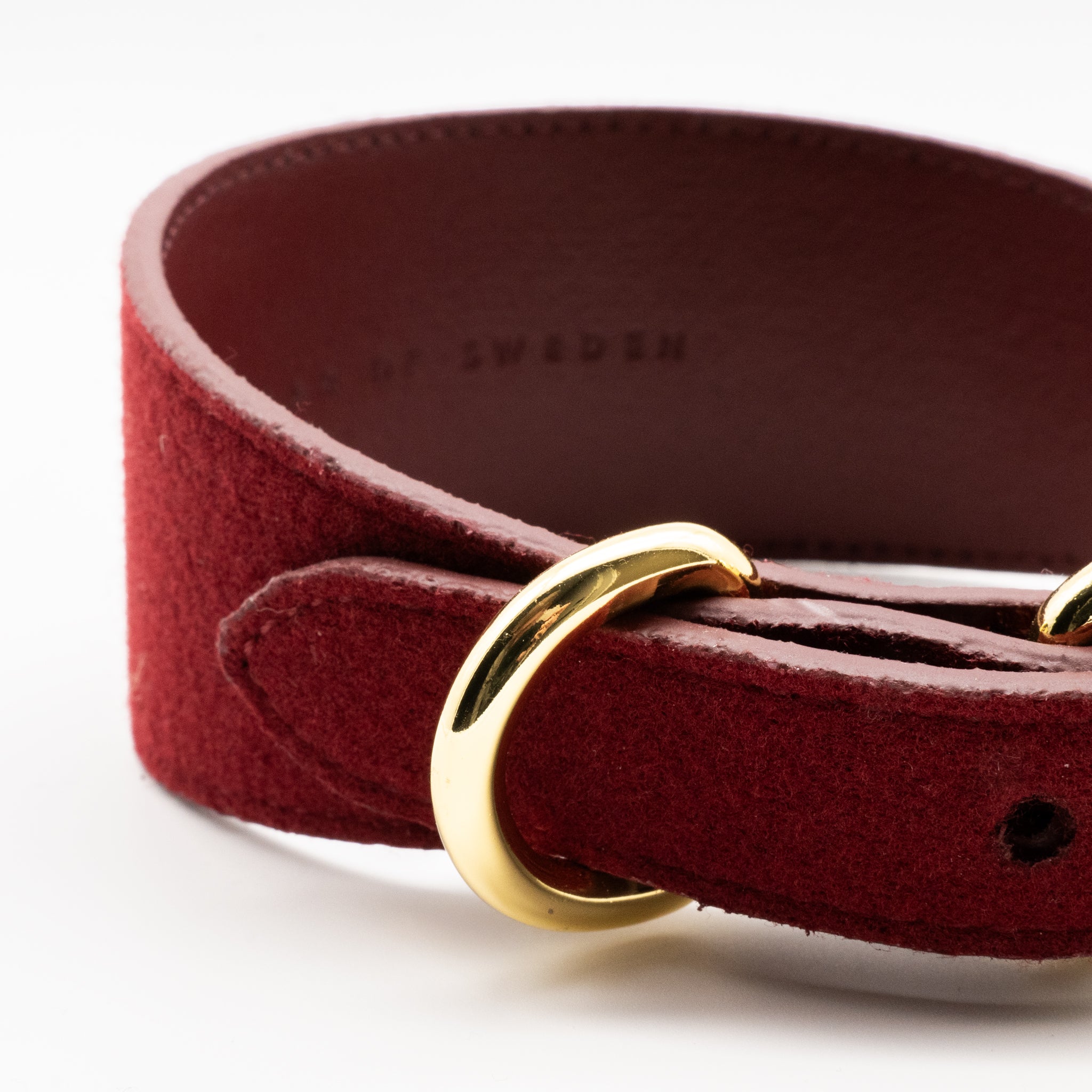 Burgundy Wool Dog Collar Wide