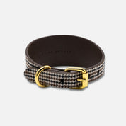 Beiges Hahnentrittmuster Hundehalsband Breit