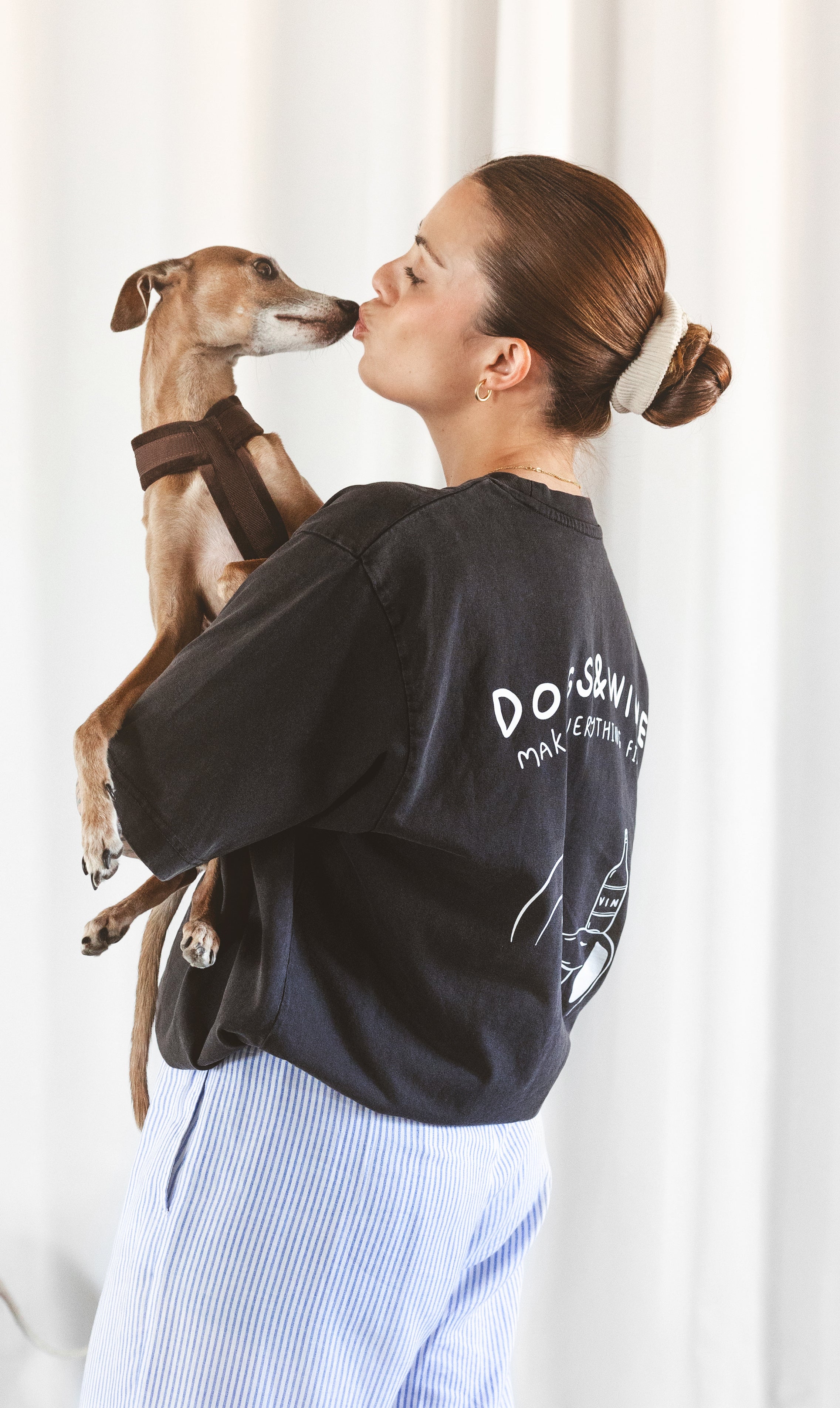Schwarzes T-shirt - Dogs & Wine Make Everything Fine