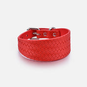 Pure Red Geflochtenes Hundehalsband Breit