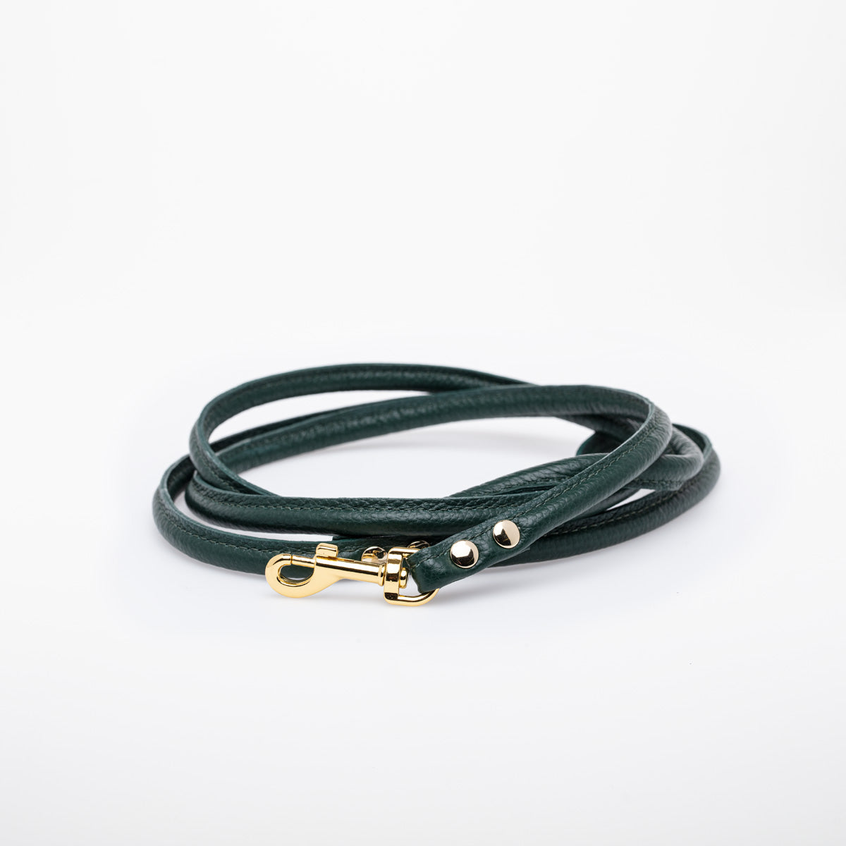 image - Dark Green Leather Lead Medium